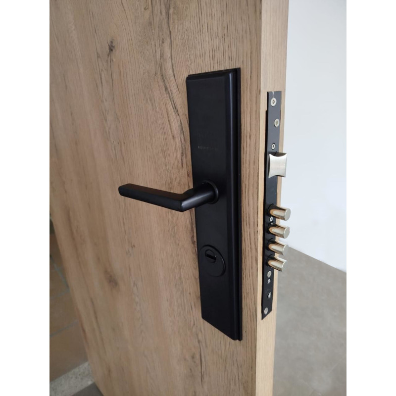 Cerradura antitaladro entrada principal de seguridad negro placa grande