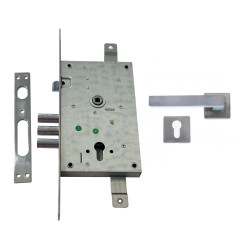 Cerradura alta seguridad Mul-T-Lock multipunto con manijas cuadradas