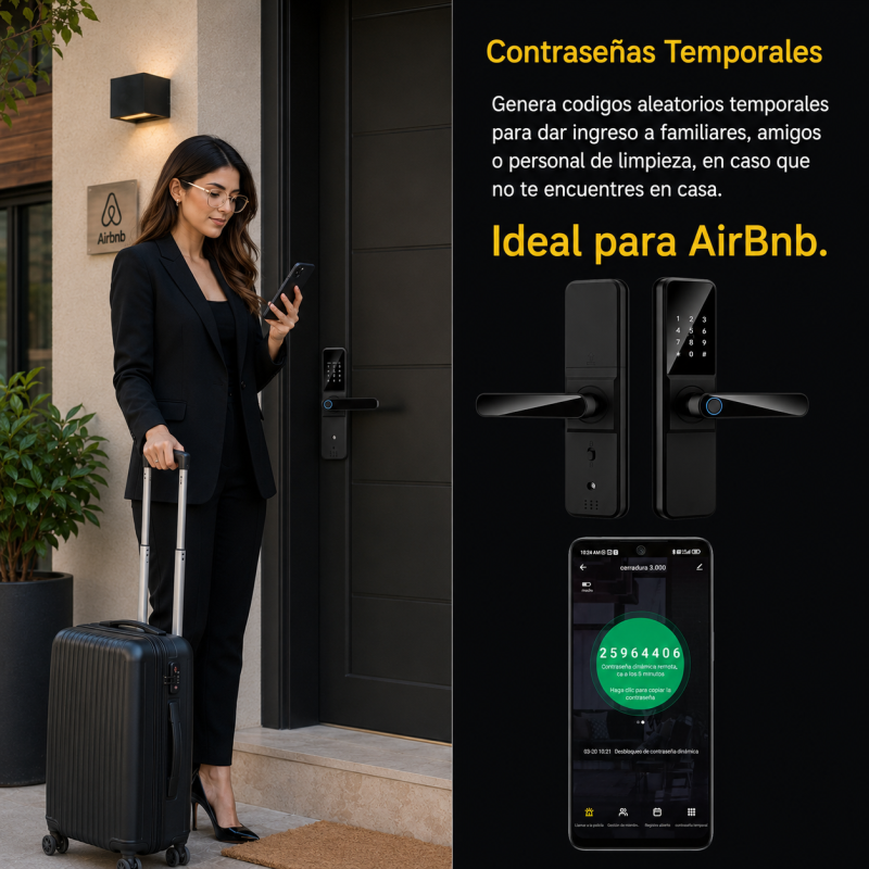 Cerradura Inteligente, con Voz en Español, 5 Métodos de apertura