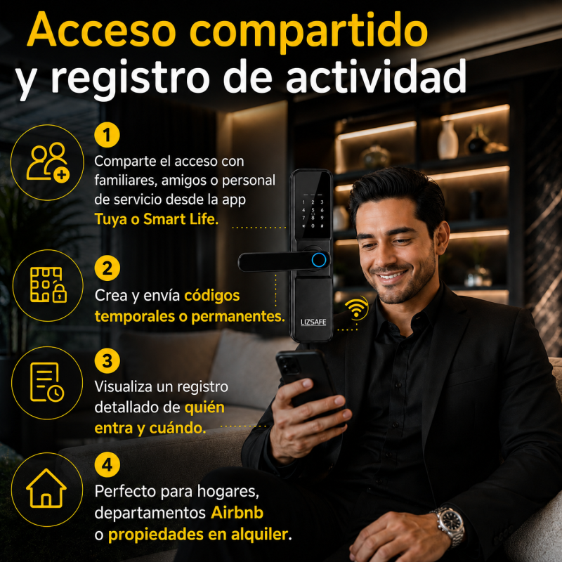 Cerradura Inteligente, con Voz en Español, 5 Métodos de apertura