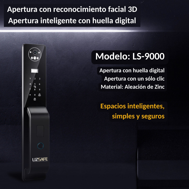 LS 9000 Cerradura Inteligente con reconocimiento Facial | Wifi | Videoportero HD | Tuya