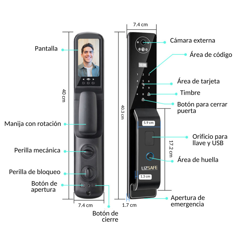 LS 9000 Cerradura Inteligente con reconocimiento Facial | Wifi | Videoportero HD | Tuya