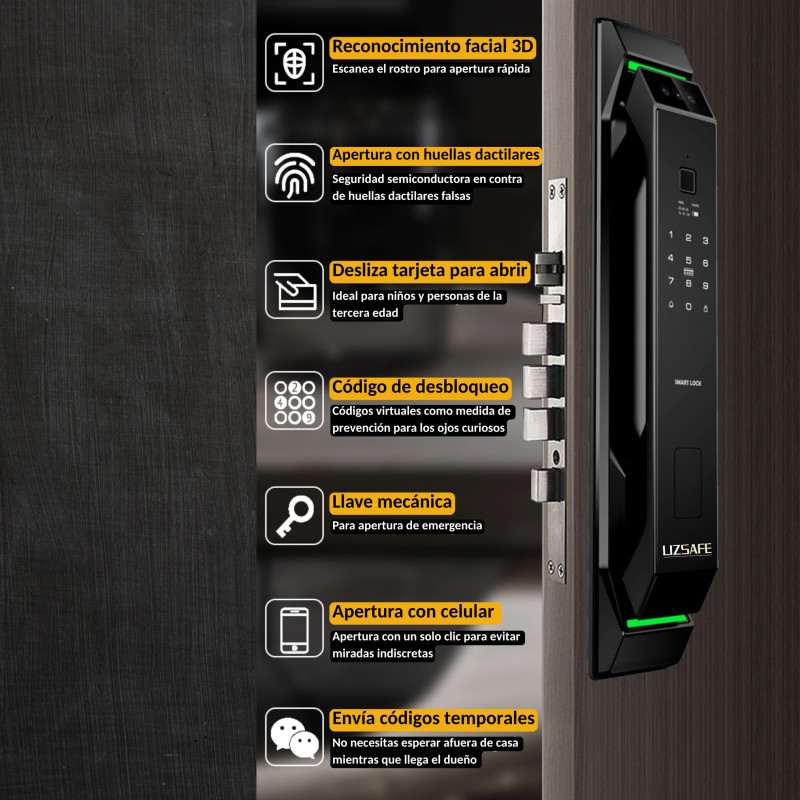 LS 9500 Cerradura Inteligente con reconocimiento Facial | Wifi | Videoportero HD | Tuya