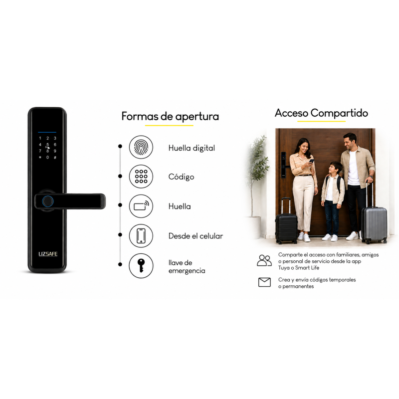 Cerradura inteligente LS 3000 Smart Lock  Wifi Tuya | Biométrica
