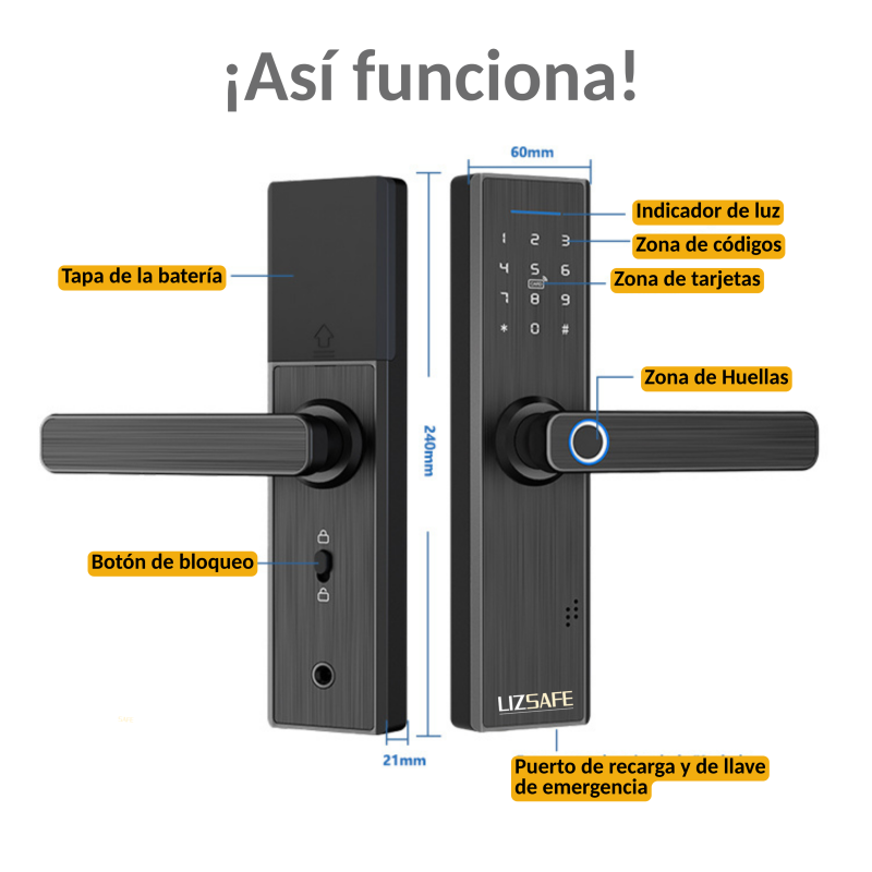Cerradura Inteligente LS 2000 Wifi Tuya | Control Remoto | Acceso Compartido