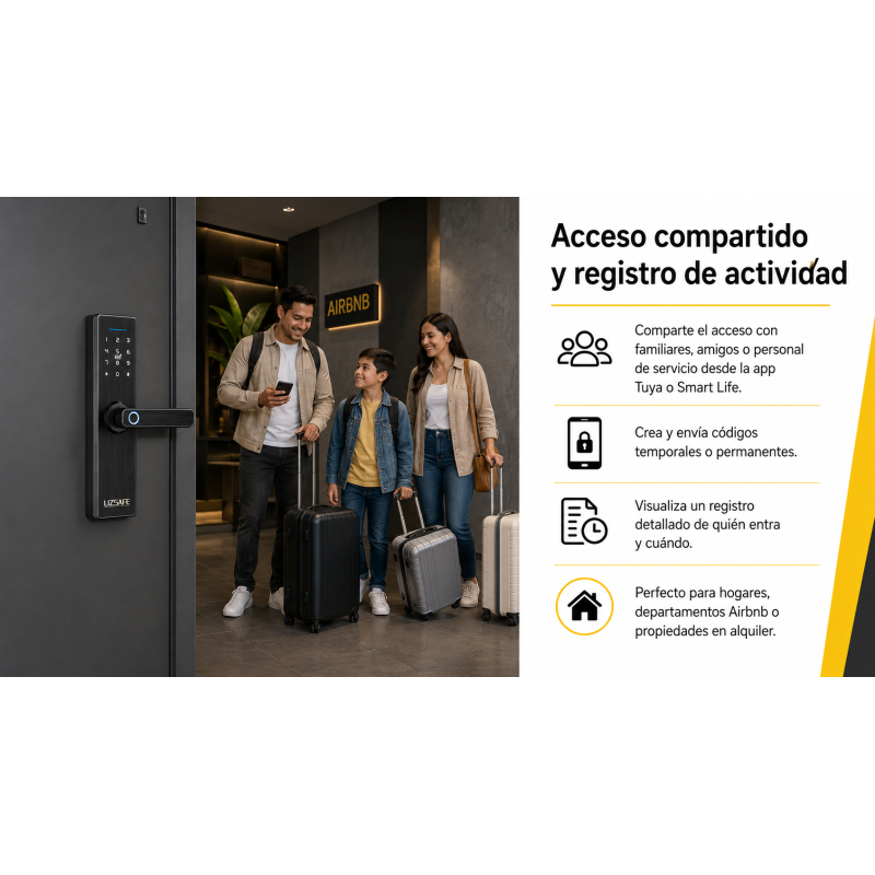 Cerradura Inteligente LS 2000 Wifi Tuya | Control Remoto | Acceso Compartido