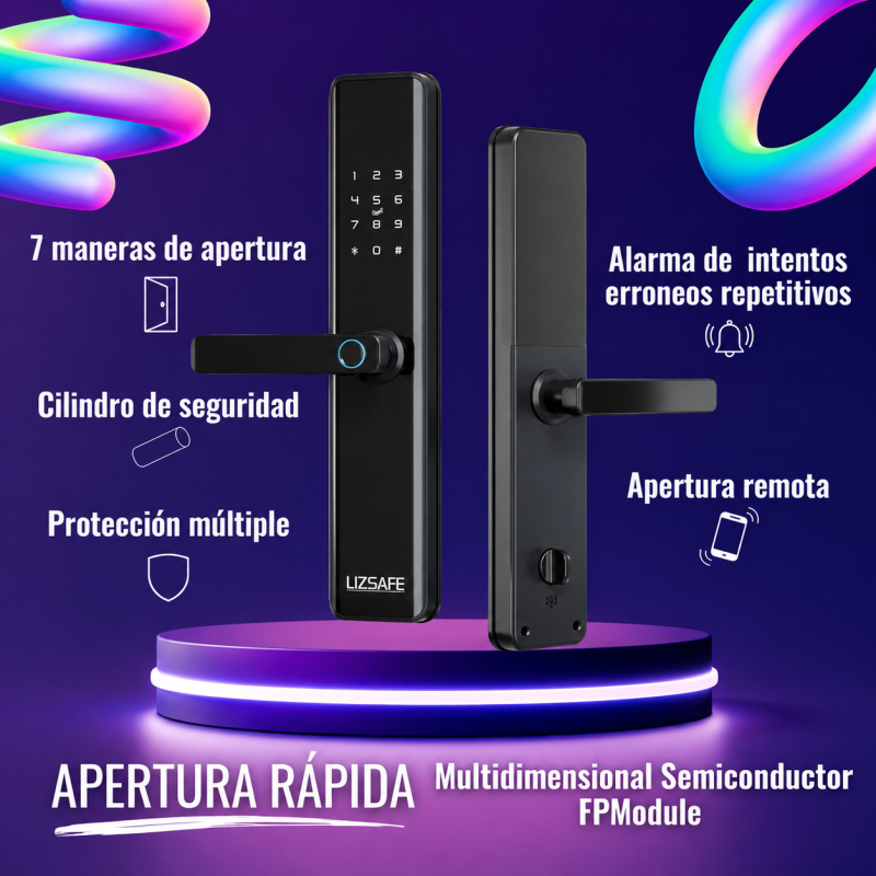 Cerradura biométrica inteligente PREMIUM + TUYA + Cerrojo adicional