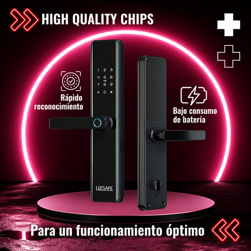 Cerradura biométrica inteligente PREMIUM + TUYA + Cerrojo adicional