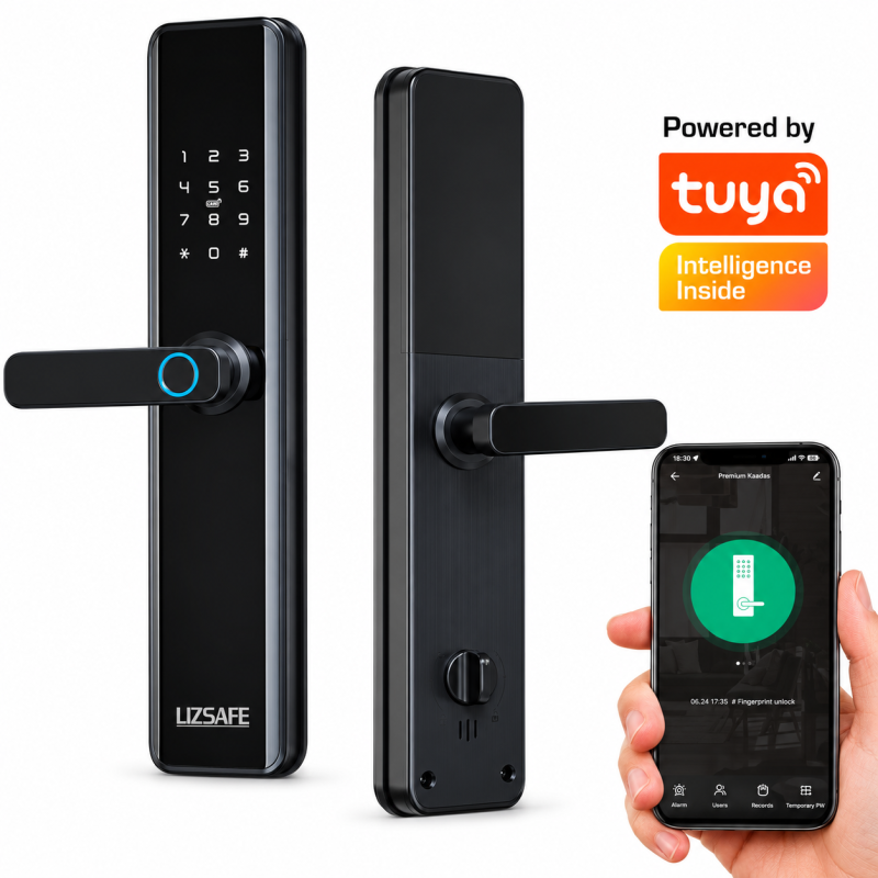 Cerradura biométrica inteligente PREMIUM + TUYA + Cerrojo adicional