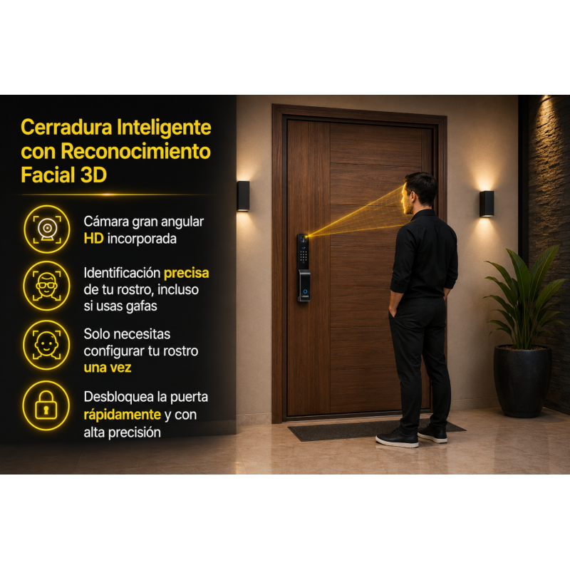 Cerradura inteligente KM9000 con reconocimiento facial 3D