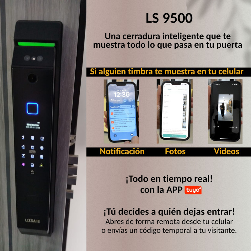 LS 9500 Cerradura Inteligente con reconocimiento Facial | Wifi | Videoportero HD | Tuya