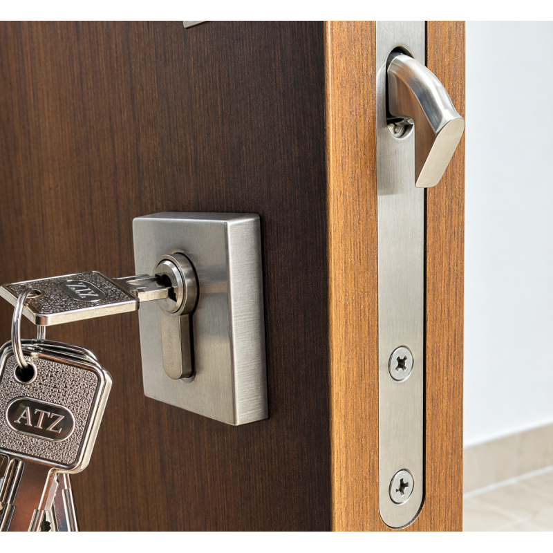 Cerradura puerta corrediza con cilindro de seguridad y manija