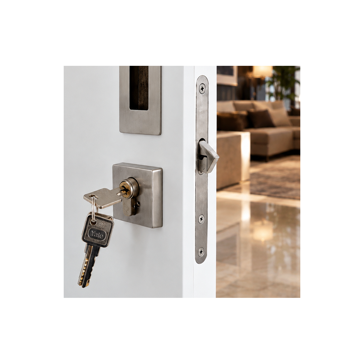 Cerradura puerta corrediza con cilindro de alta seguridad