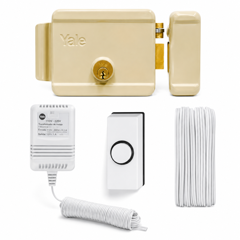 Kit cerradura eléctrica derecha YALE con botón