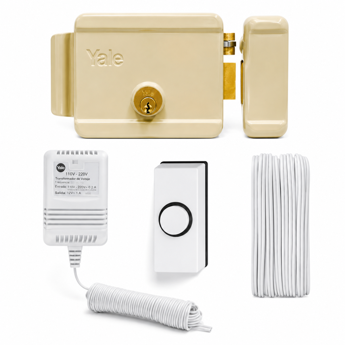 Kit cerradura eléctrica derecha YALE con botón