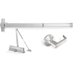 Combo barra antipánico Tampa 1 punto con manija Eiffel y cierrapuertas 3005 Yale