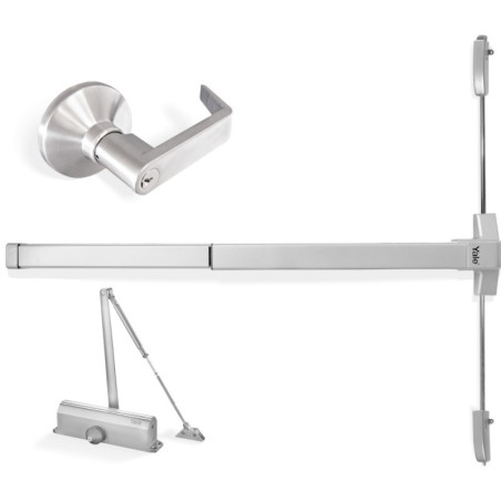 Combo barra antipánico Tampa 2 puntos con manija Eifel  y cierrapuert