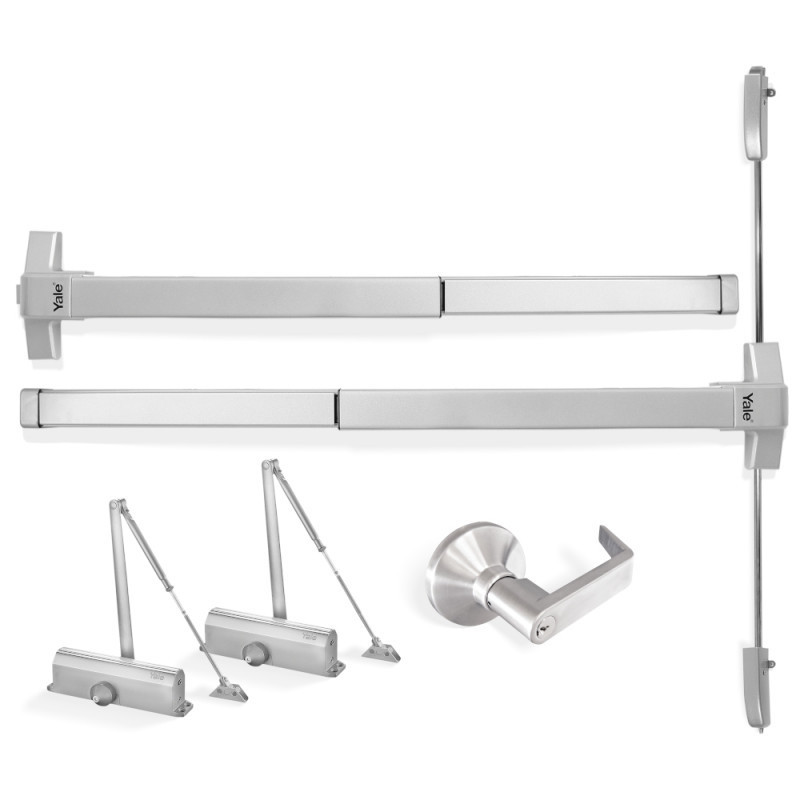 Combo antipánico doble 2 puntos Tampa manija Eiffel 2 cierrapuertas