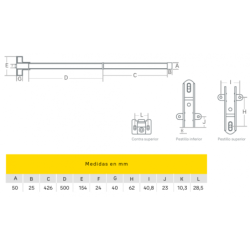 Combo antipánico doble 2 puntos Tampa manija Eiffel 2 cierrapuertas